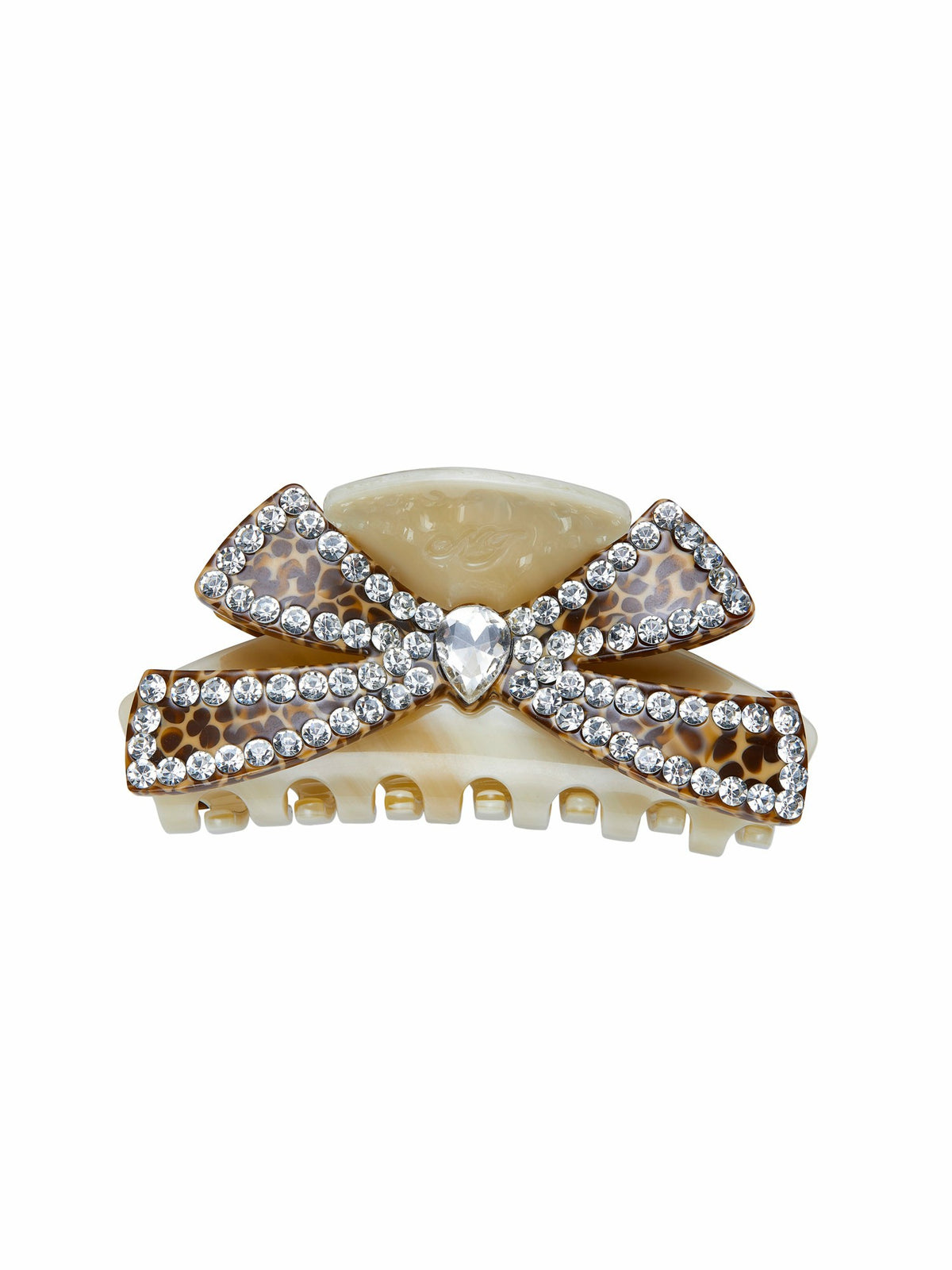Milania Crystal Bow Beige Hair Clip | Nana Jacqueline
