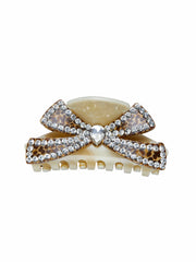 Milania Crystal Bow Beige Hair Clip | Nana Jacqueline