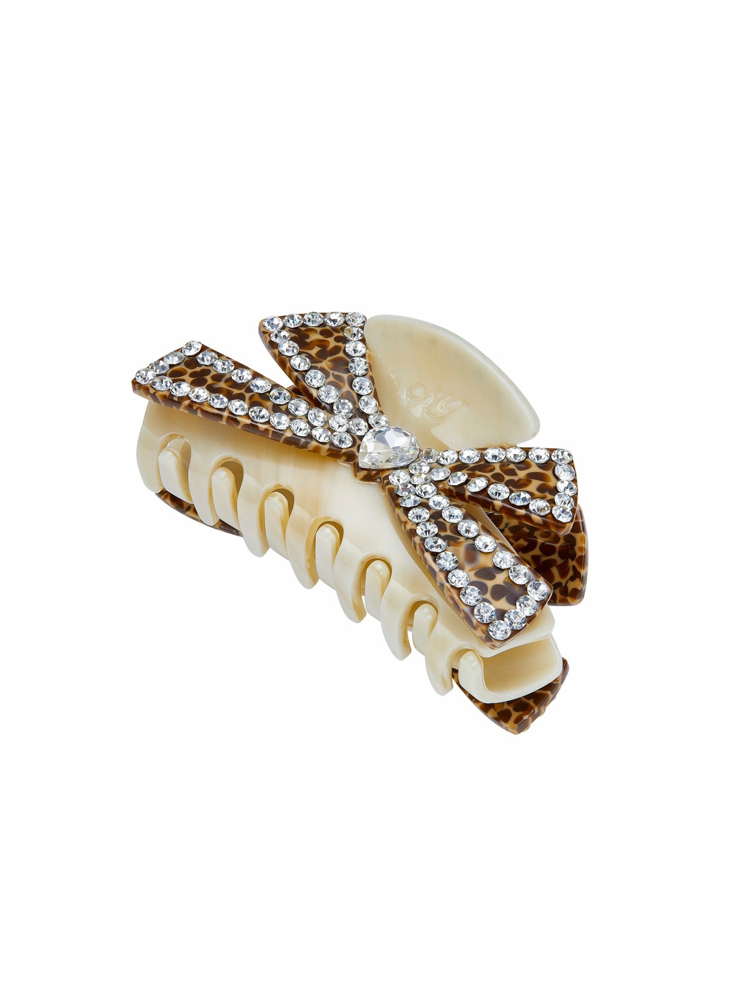 Milania Crystal Bow Beige Hair Clip | Nana Jacqueline