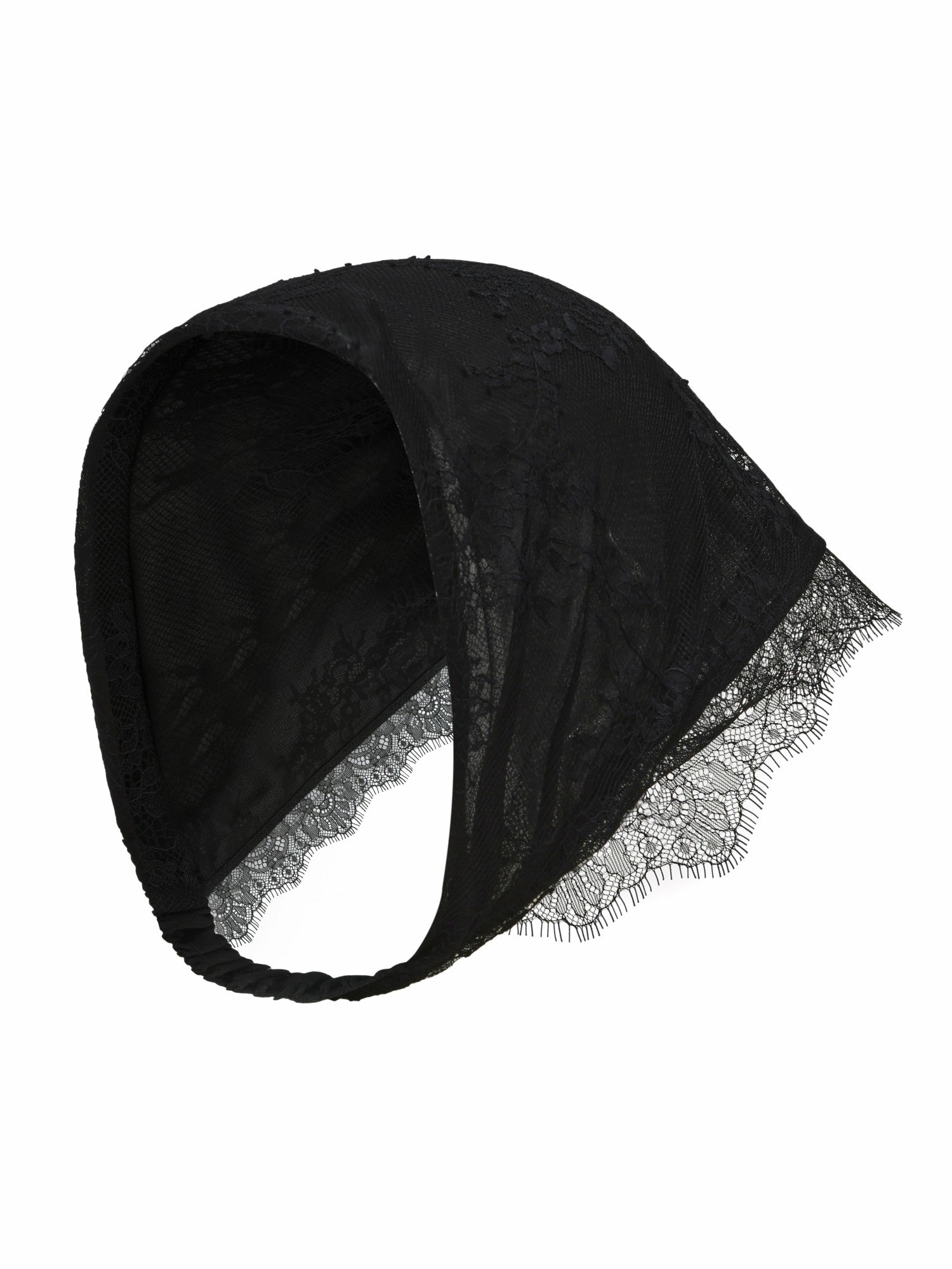 Sylvie Lace-Trim Black Headscarf | Nana Jacqueline