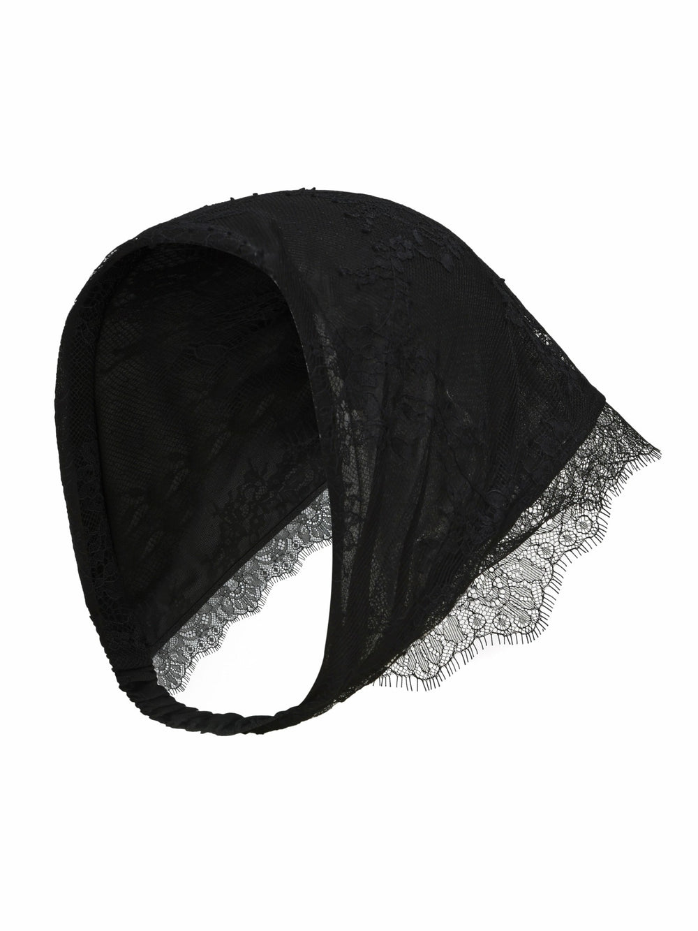 Sylvie Lace-Trim Black Headscarf | Nana Jacqueline