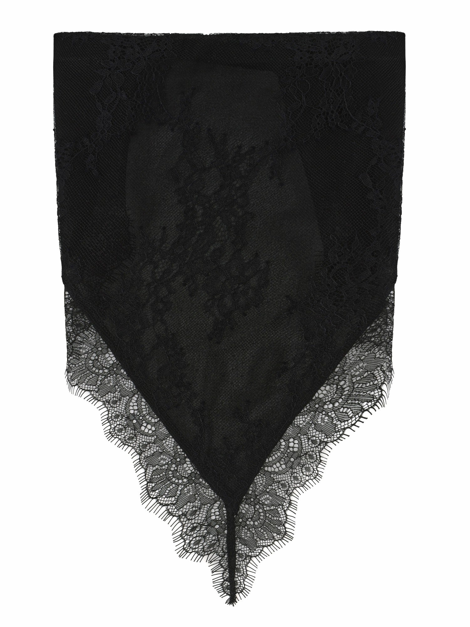 Sylvie Lace-Trim Black Headscarf | Nana Jacqueline