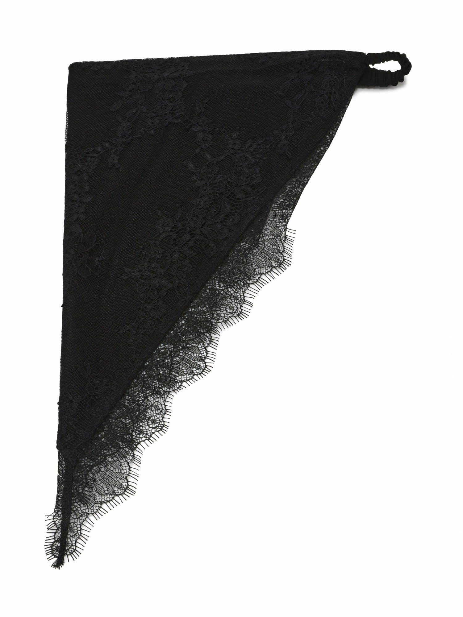 Sylvie Lace-Trim Black Headscarf | Nana Jacqueline