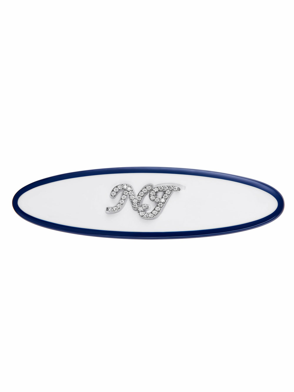 Giana Oval Crystal-Logo White Hair Clip | Nana Jacqueline
