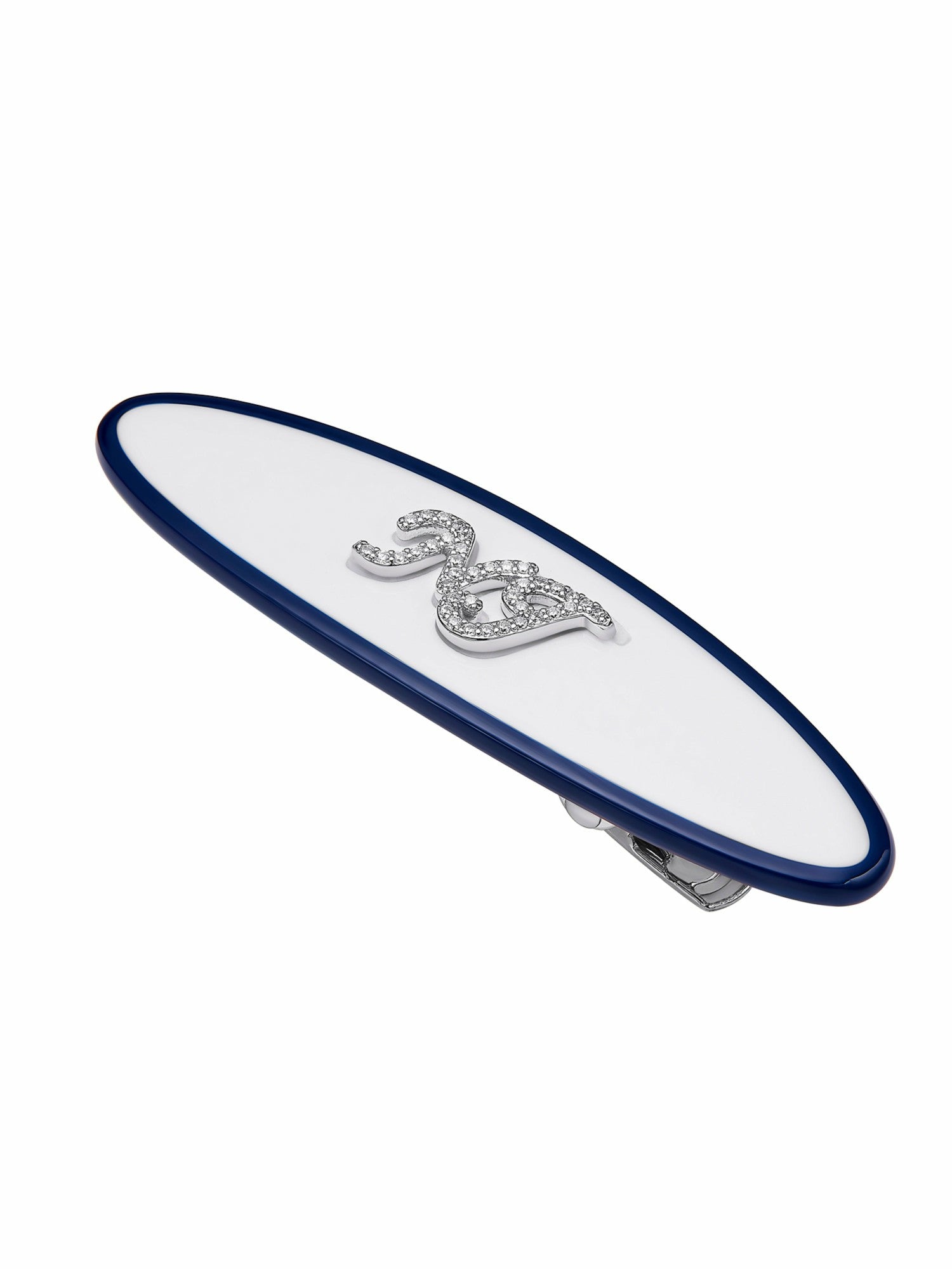 Giana Oval Crystal-Logo White Hair Clip | Nana Jacqueline