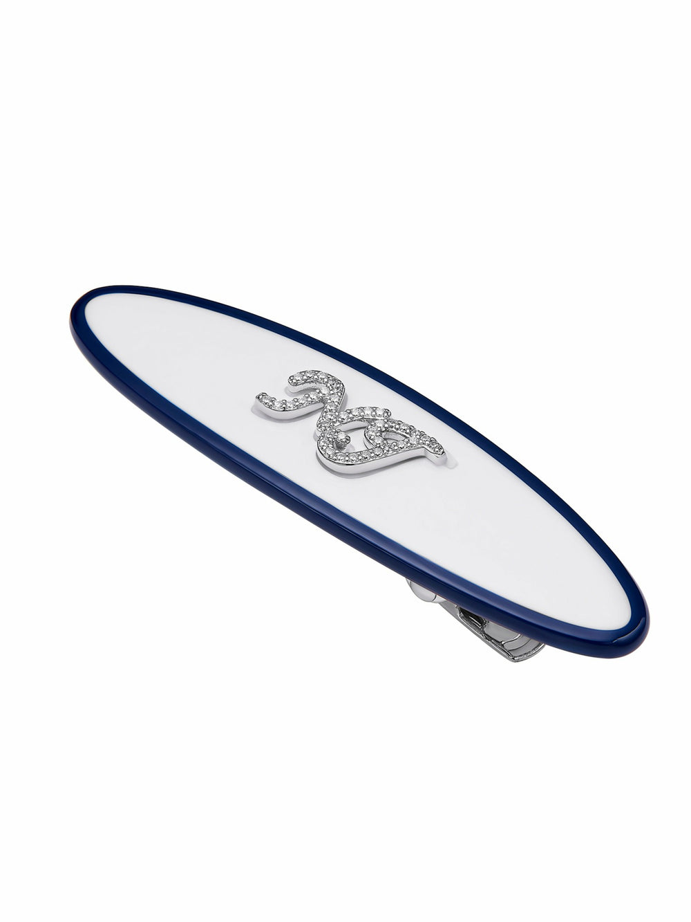 Giana Oval Crystal-Logo White Hair Clip | Nana Jacqueline