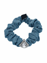 Helene Crystal Denim Hair Scrunchie Set | Nana Jacqueline
