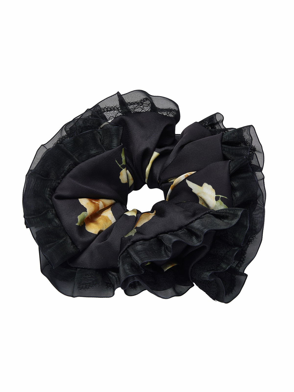Claudia Lace Ruffle Black Scrunchie | Nana Jacqueline