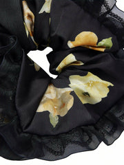 Claudia Lace Ruffle Black Scrunchie | Nana Jacqueline