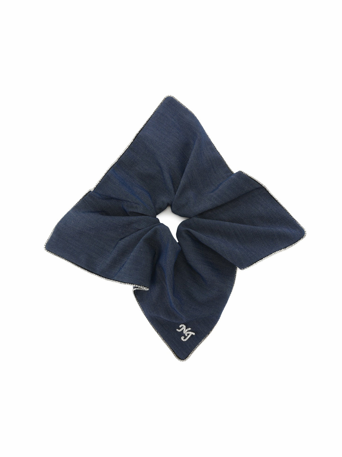 Amara Crystal-Trim Denim Blue Hair Tie | Nana Jacqueline