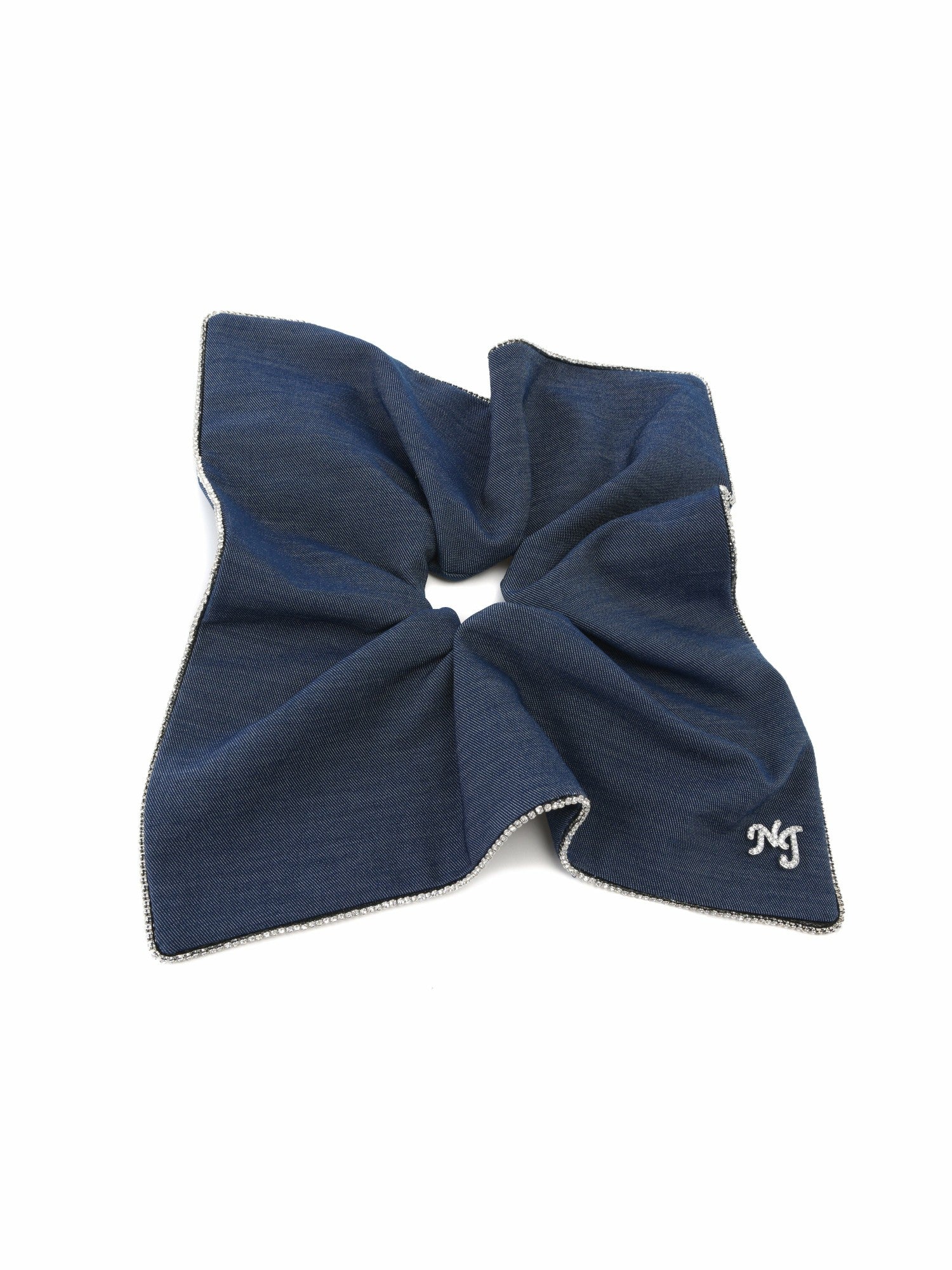 Amara Crystal-Trim Denim Blue Hair Tie | Nana Jacqueline