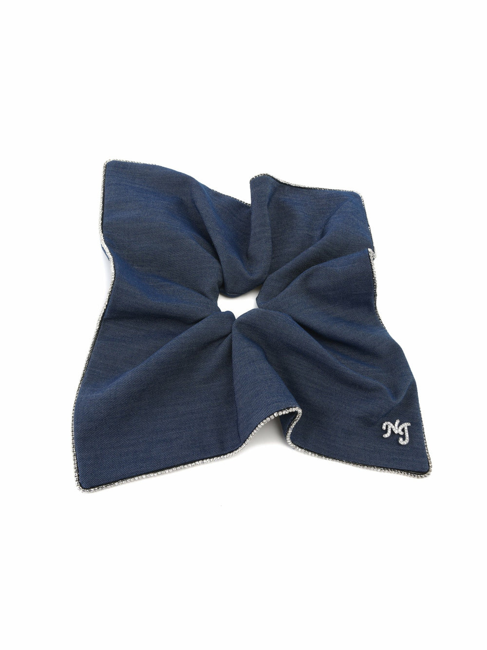 Amara Crystal-Trim Denim Blue Hair Tie | Nana Jacqueline