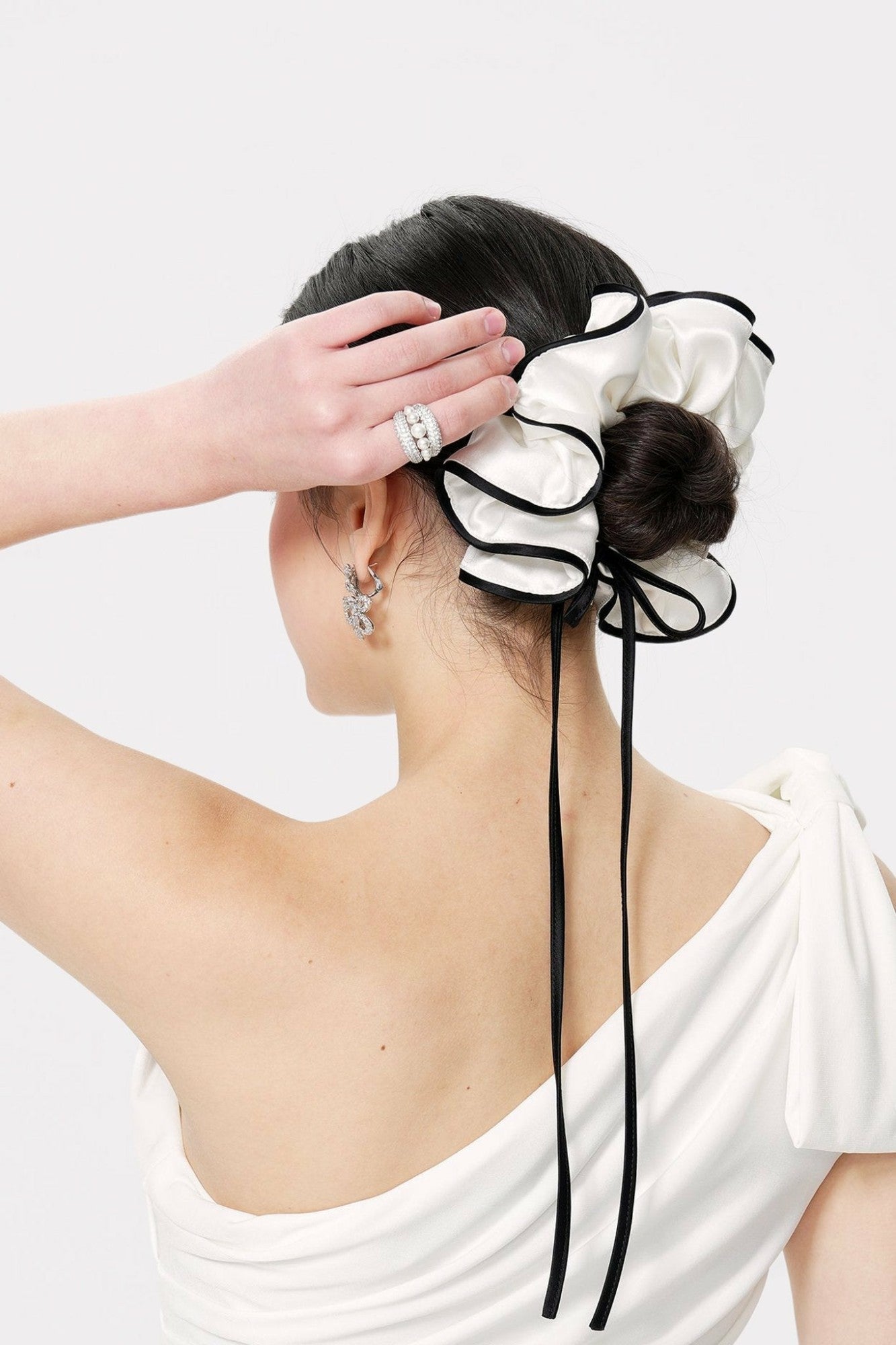 Marlene Scrunchie: White Scrunchie for Bridal Shower | Nana Jacqueline