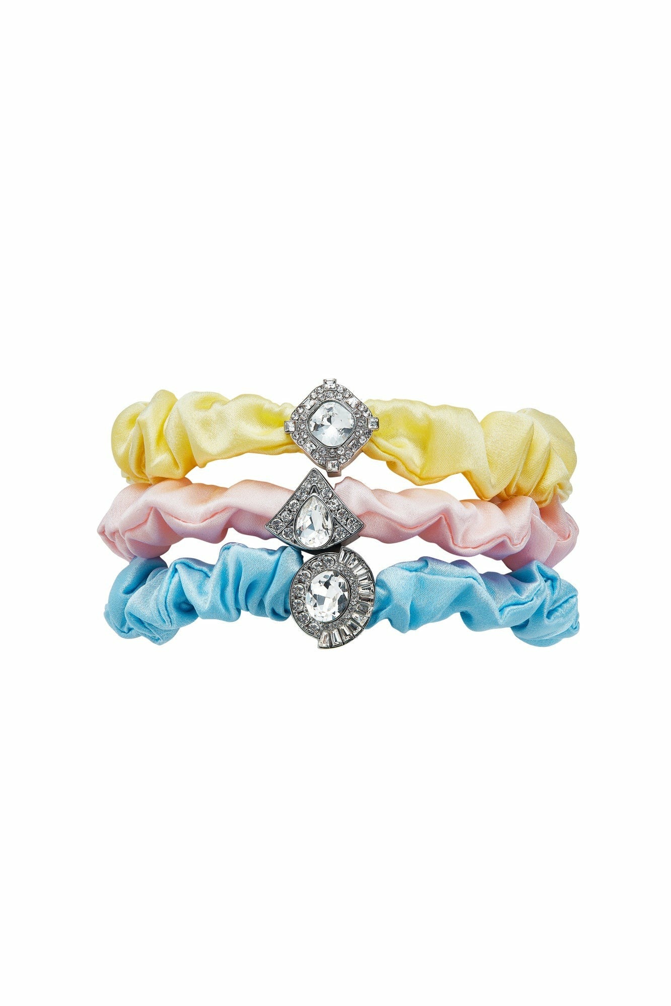 Pastel Silk Scrunchie Set with Crystal Detail | Nana Jacqueline
