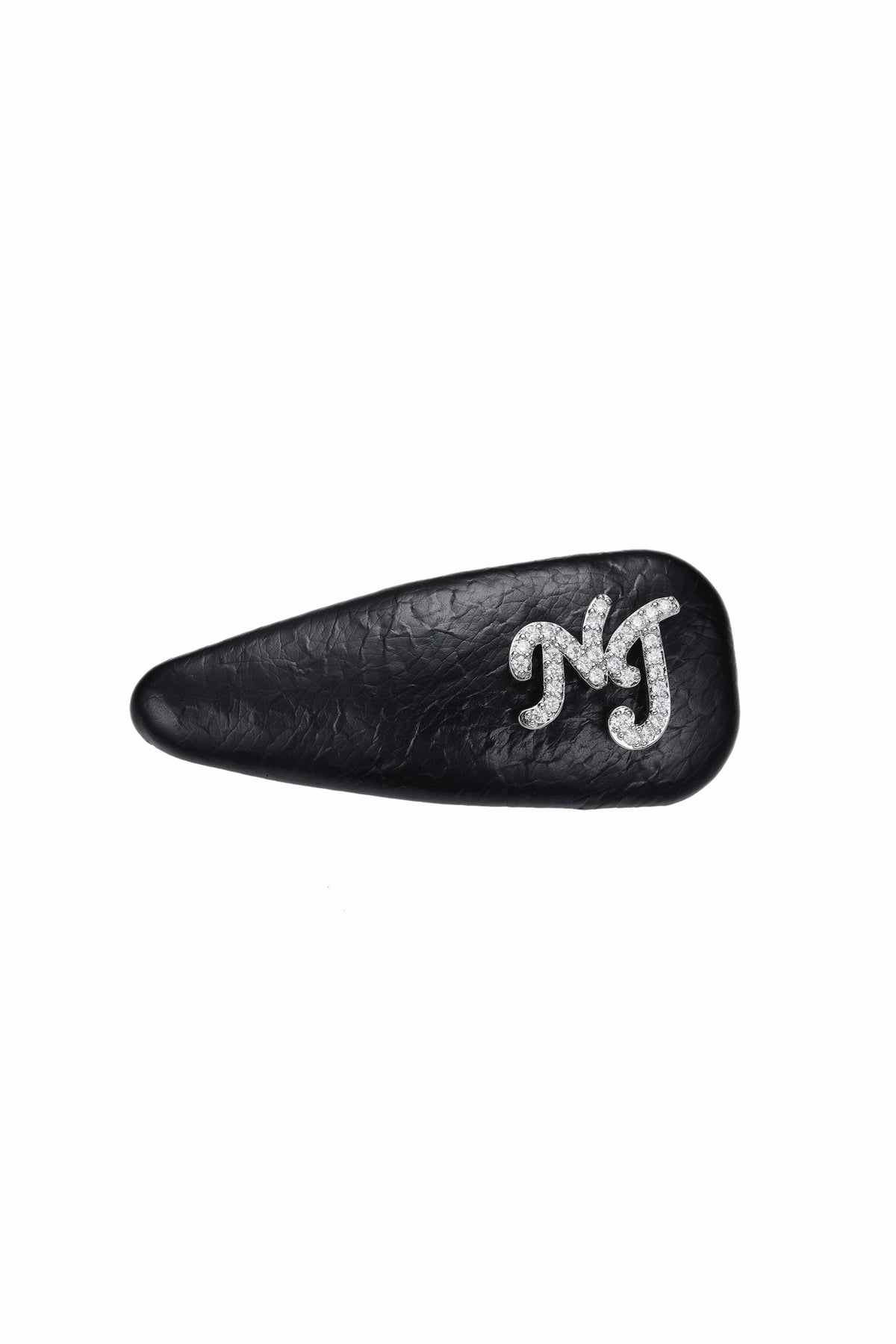 Black Leather Hair Clip Set with Crystal Detail | Nana Jacqueline