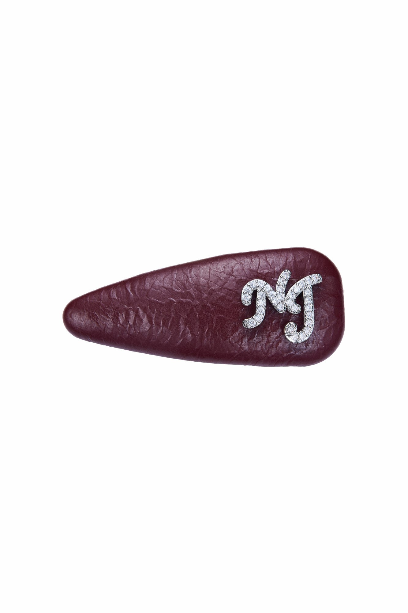 Wine Red Leather Hair Clip Set with Crystal Detail | Nana Jacqueline