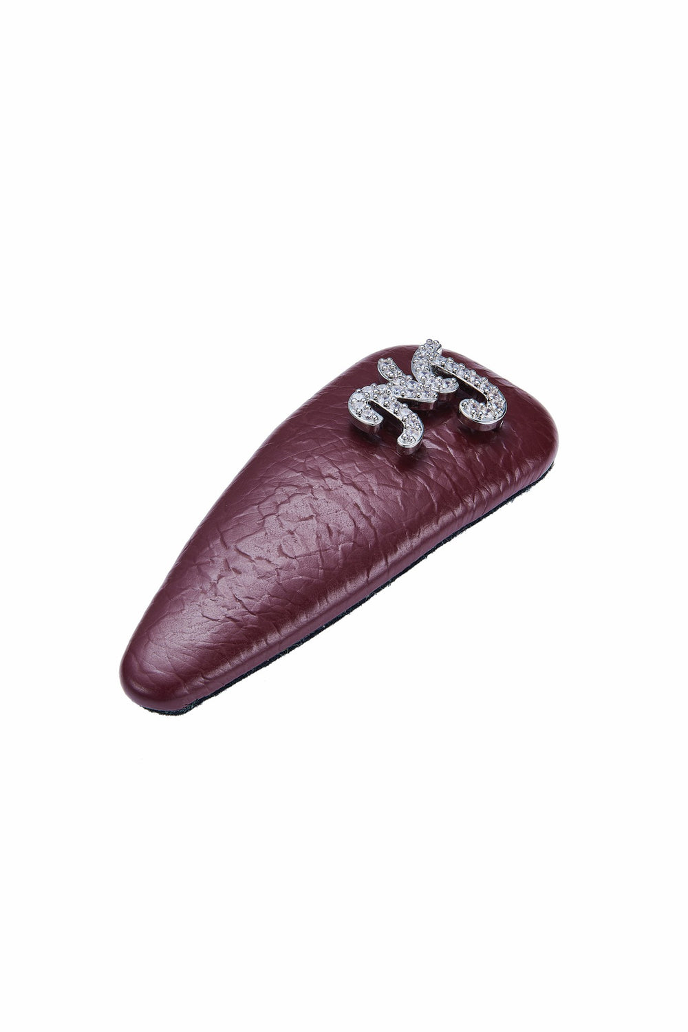 Wine Red Leather Hair Clip Set with Crystal Detail | Nana Jacqueline