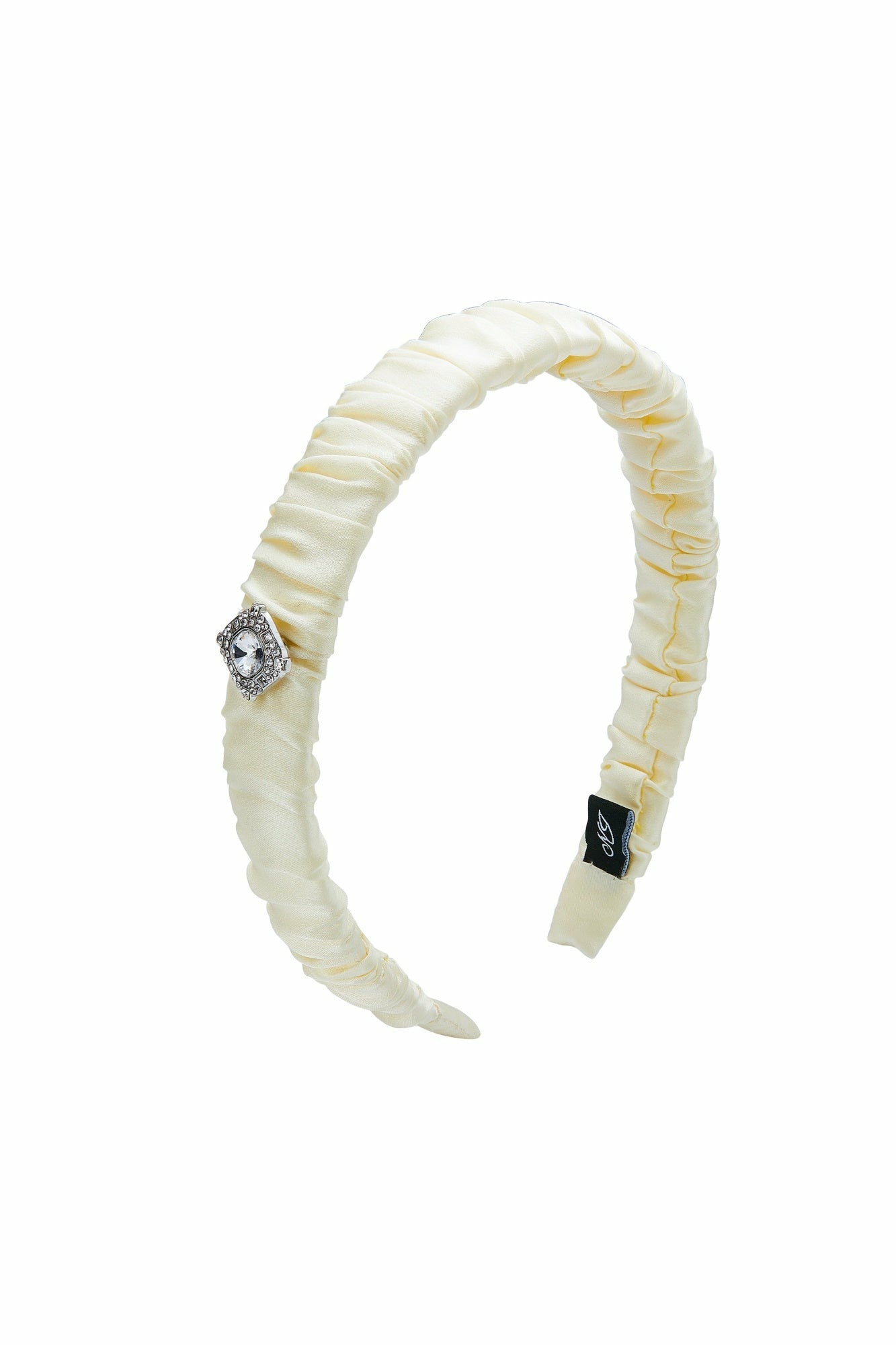 White Silk Headband with Crystal Detail | Nana Jacqueline