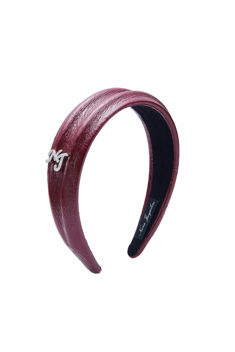 Wine Red Leather Headband with Crystal Detail | Nana Jacqueline