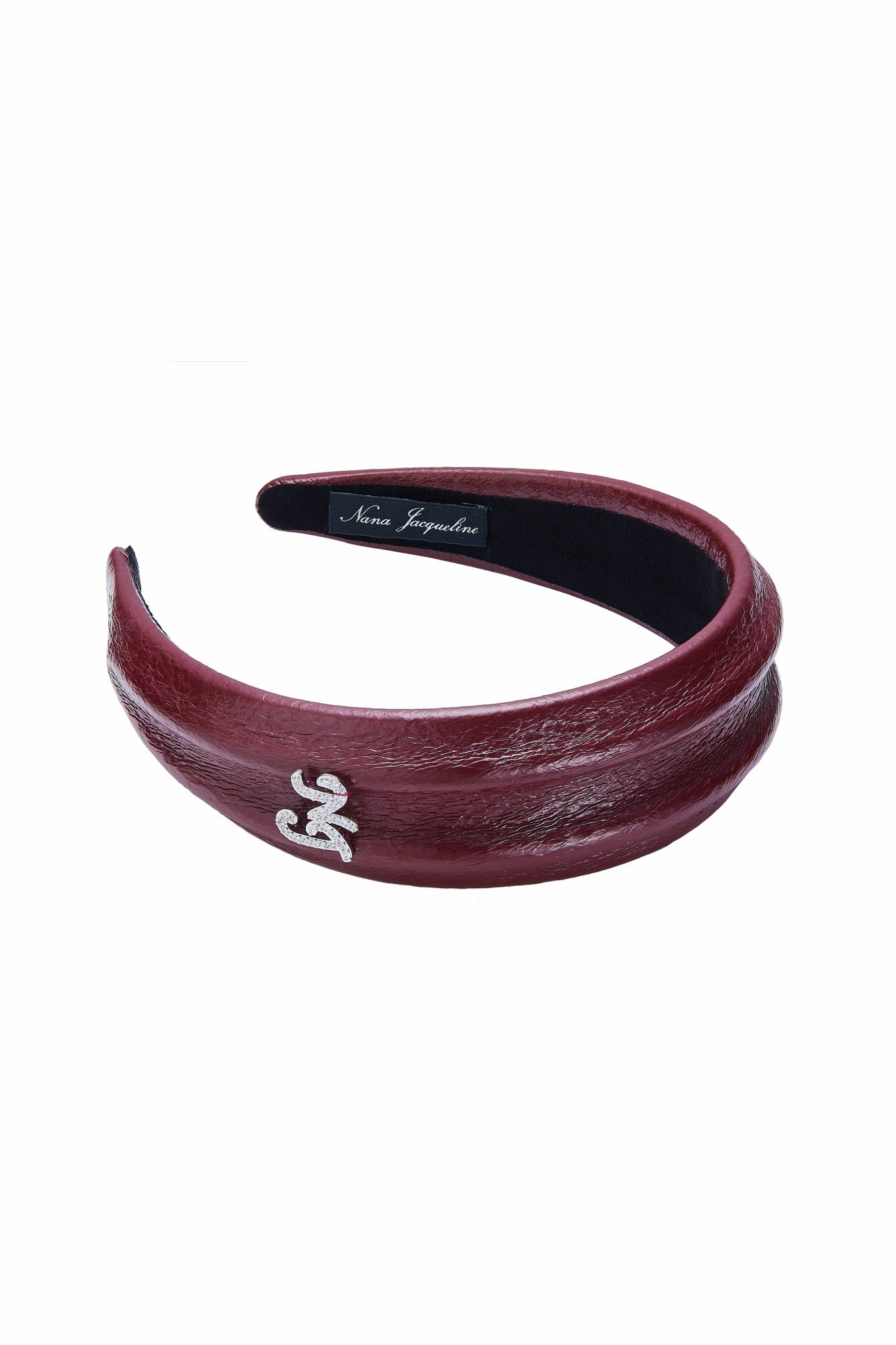 Wine Red Leather Headband with Crystal Detail | Nana Jacqueline