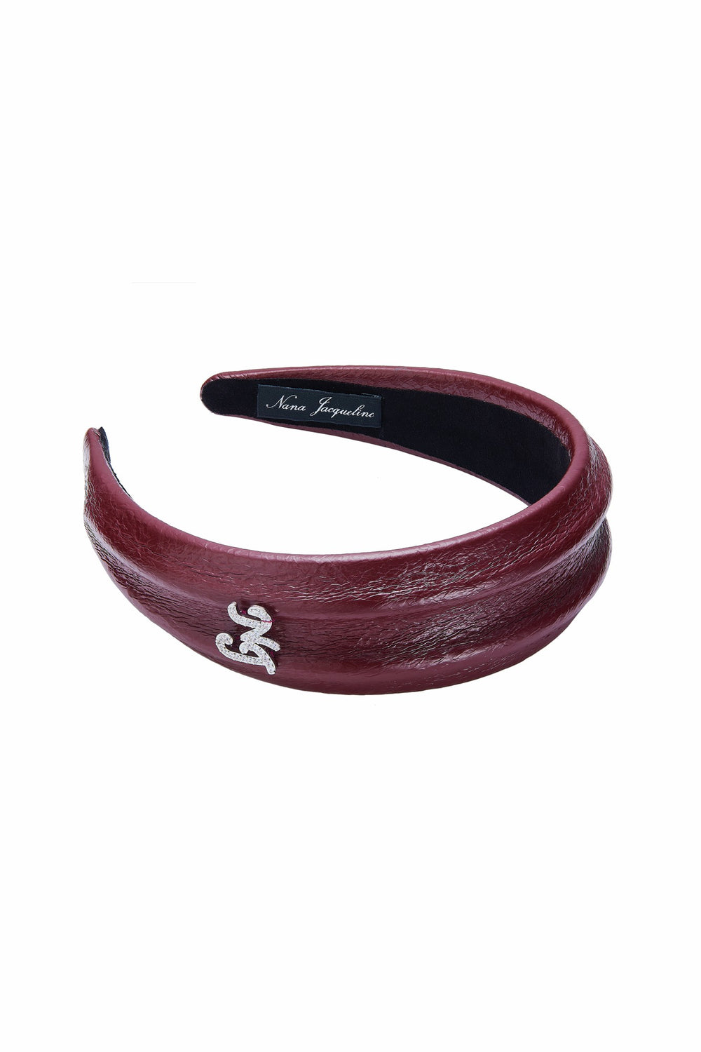 Wine Red Leather Headband with Crystal Detail | Nana Jacqueline