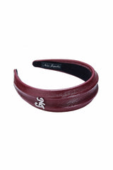 Wine Red Leather Headband with Crystal Detail | Nana Jacqueline