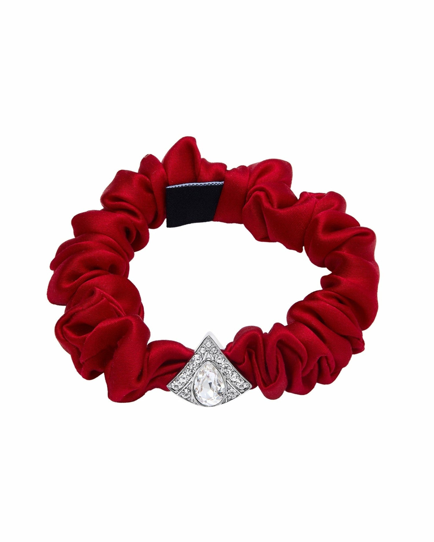 Helene Crystal-Detail Silk Noir Scrunchie Set: Silk Scrunchie Set for Party Hairstyles | Nana Jacqueline