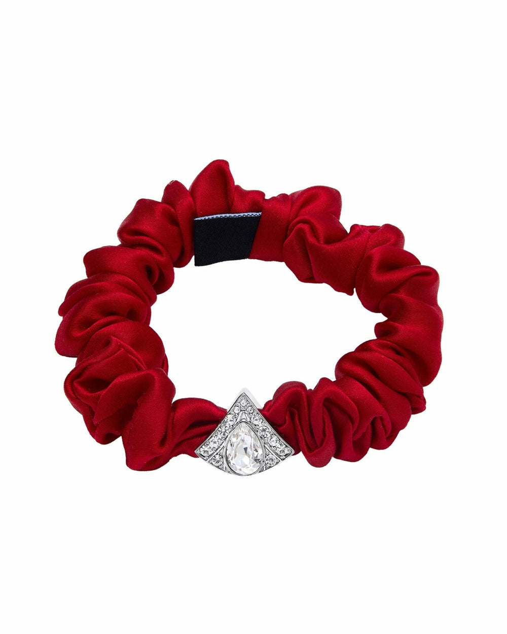 Helene Crystal-Detail Silk Noir Scrunchie Set: Silk Scrunchie Set for Party Hairstyles | Nana Jacqueline