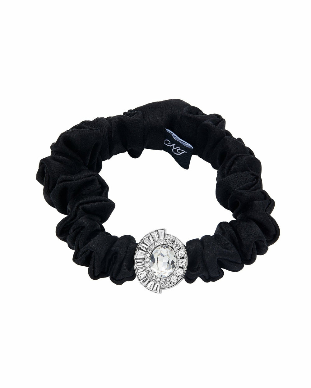 Helene Crystal-Detail Silk Noir Scrunchie Set: Silk Scrunchie Set for Party Hairstyles | Nana Jacqueline