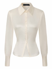 Eva Tie-Back Satin Champagne Shirt | Nana Jacqueline