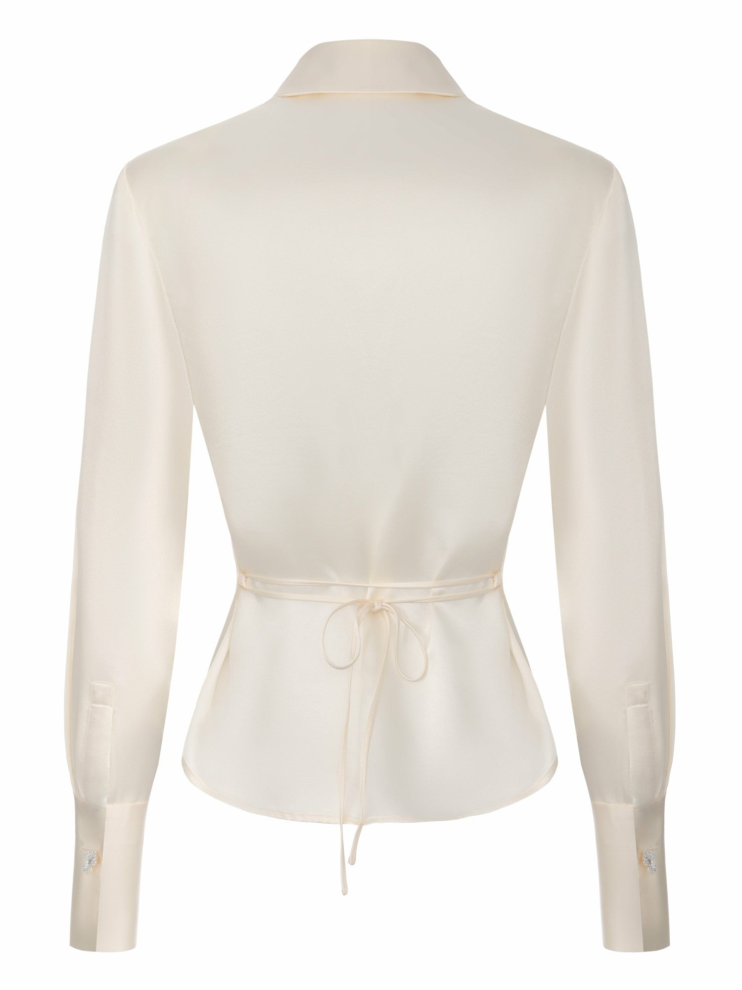 Eva Tie-Back Satin Champagne Shirt | Nana Jacqueline