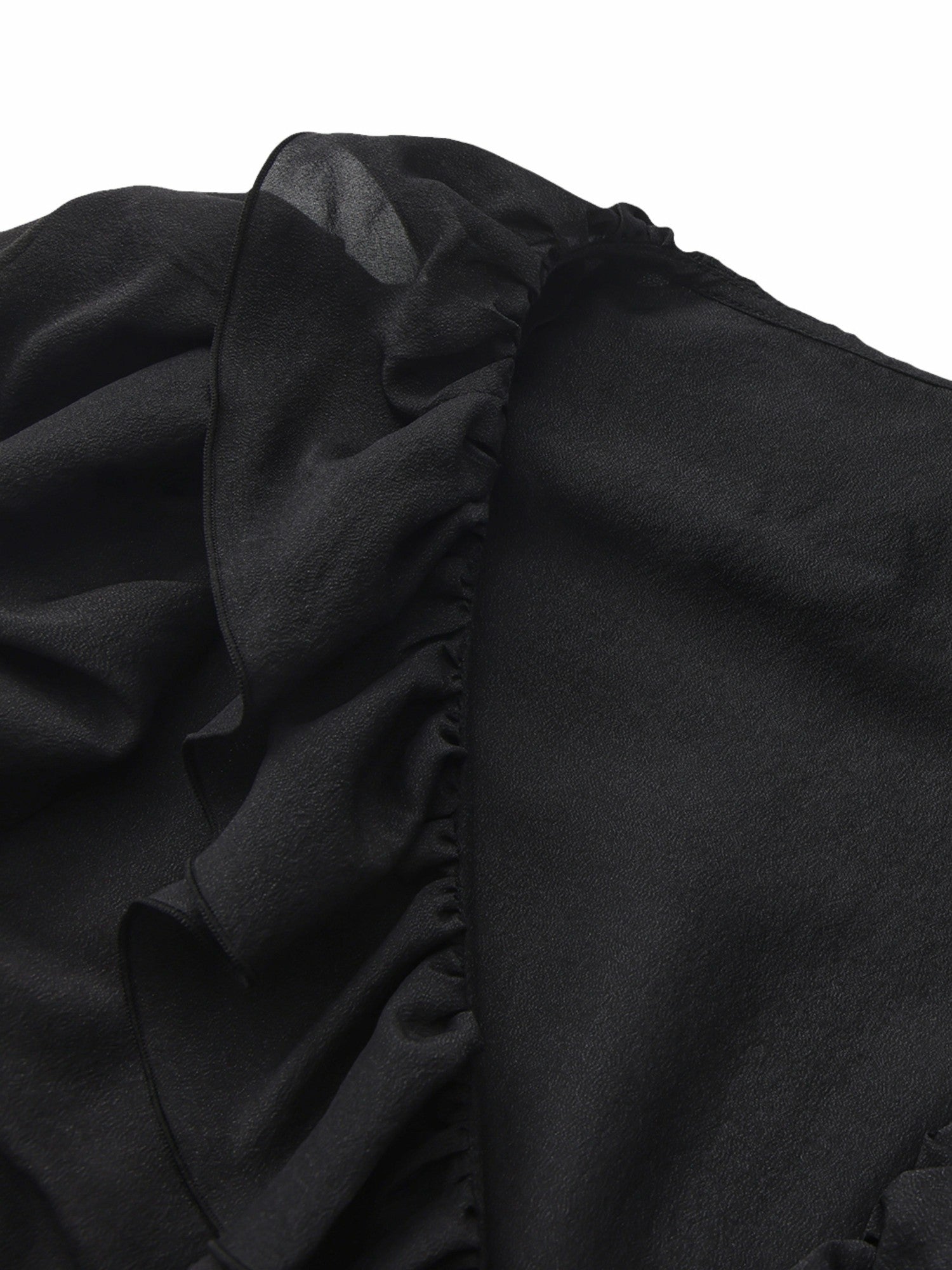 Charlotte Ruffle V-Neck Black Wrap Top | Nana Jacqueline
