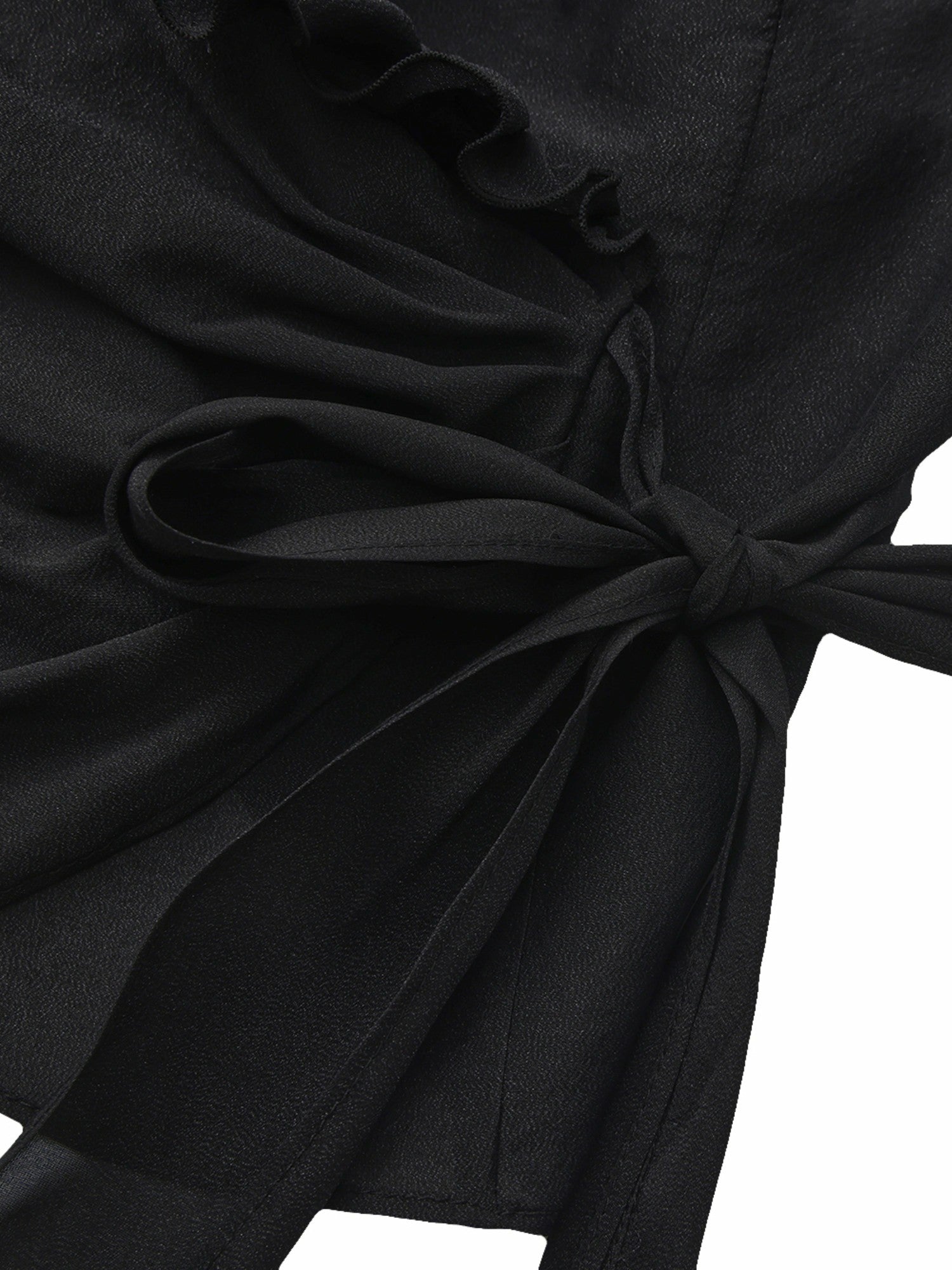 Charlotte Ruffle V-Neck Black Wrap Top | Nana Jacqueline