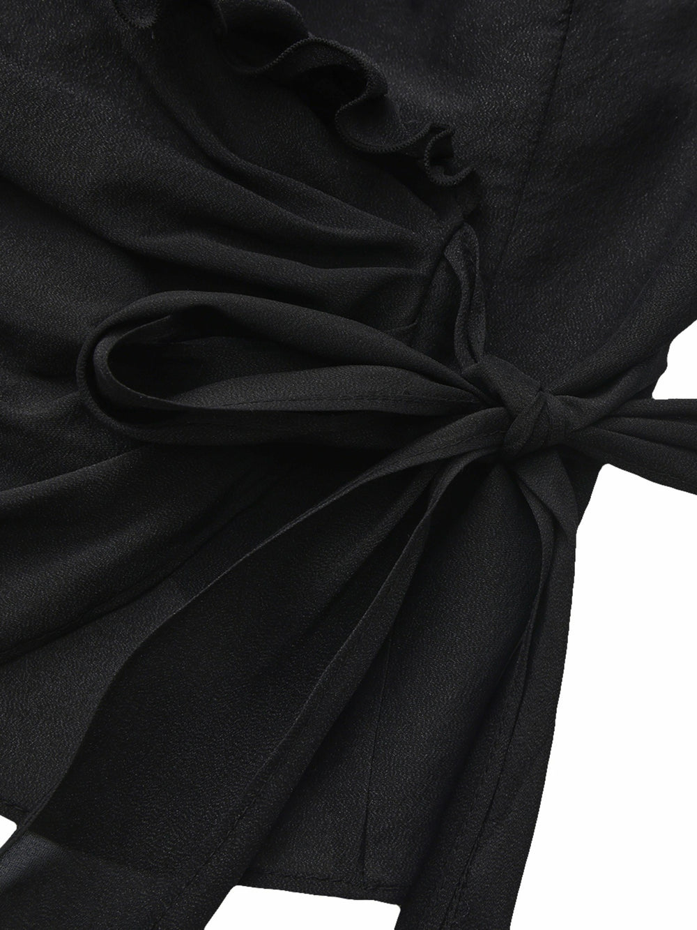 Charlotte Ruffle V-Neck Black Wrap Top | Nana Jacqueline
