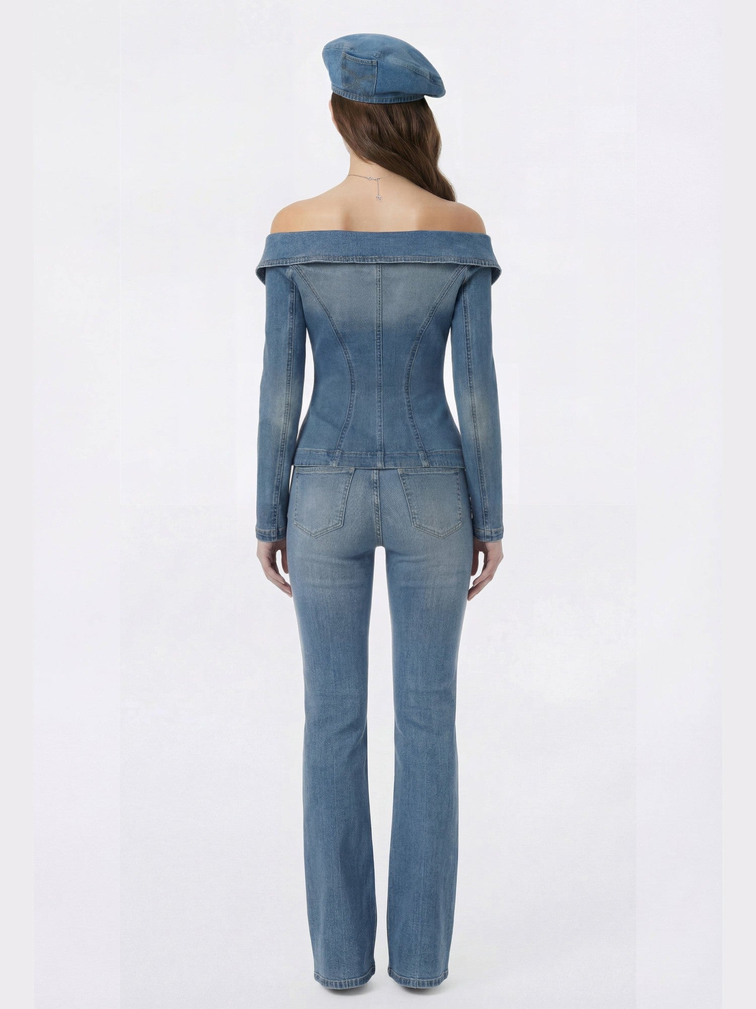 Light Blue Denim Double-Breasted Tailored Top | Nana Jacqueline