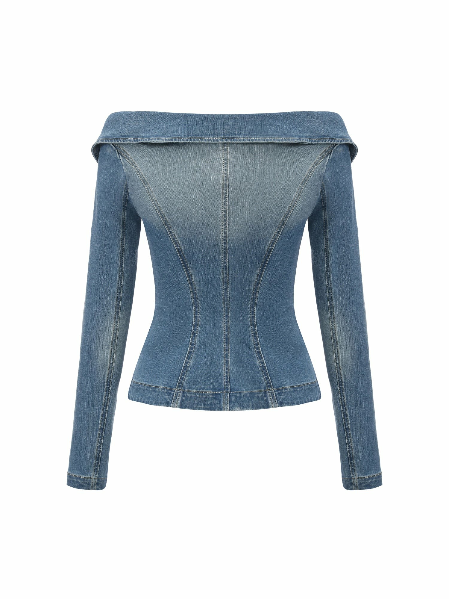 Light Blue Denim Double-Breasted Tailored Top | Nana Jacqueline
