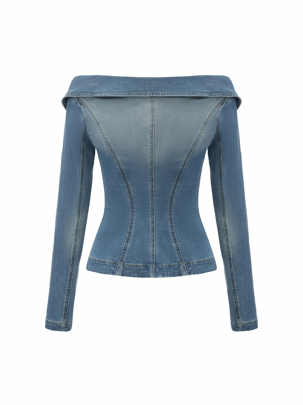 Light Blue Denim Double-Breasted Tailored Top | Nana Jacqueline
