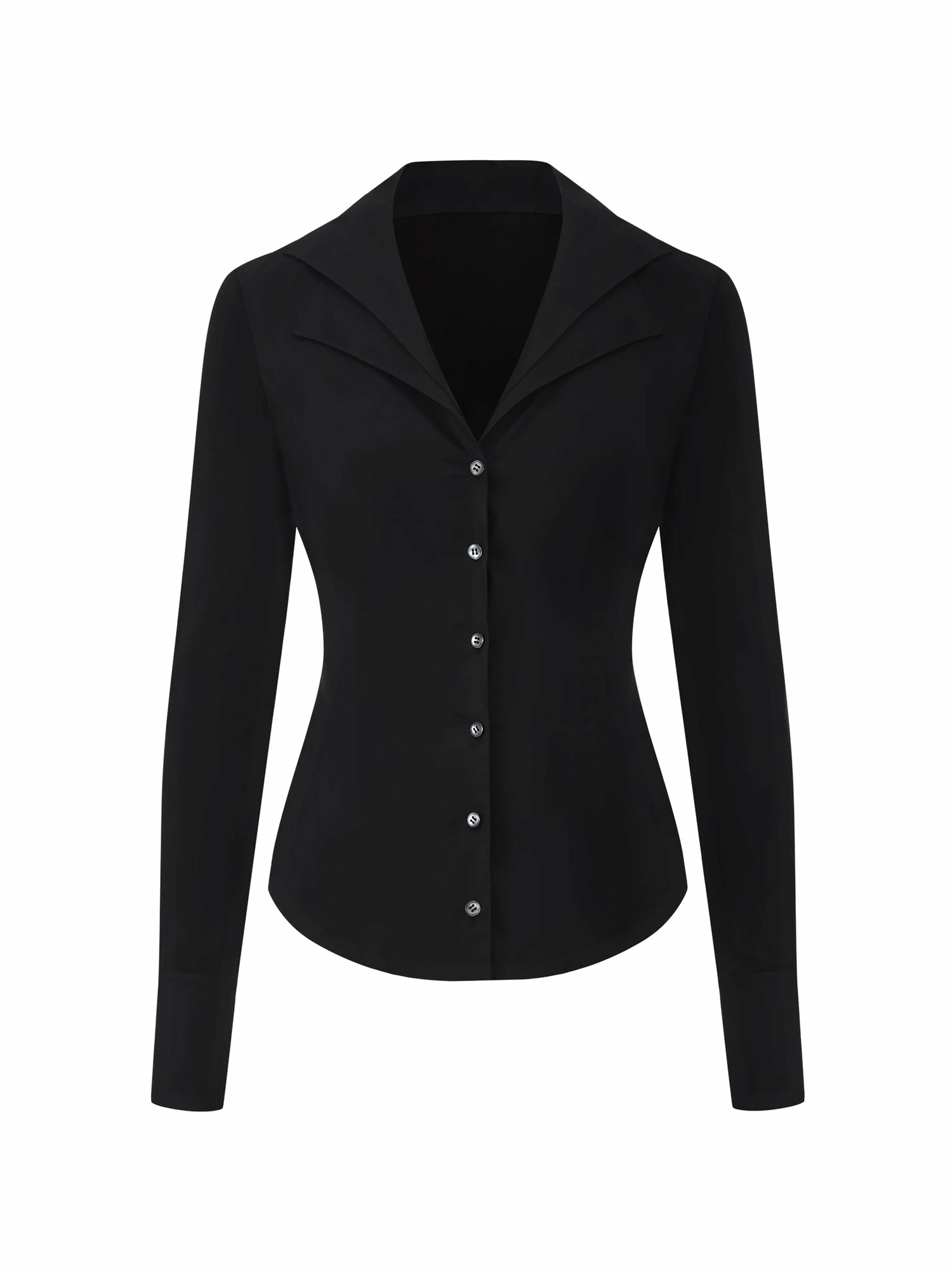 Black Tailored Long Sleeve Button-Down Shirt | Nana Jacqueline