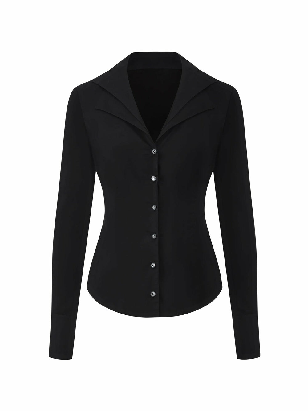 Black Tailored Long Sleeve Button-Down Shirt | Nana Jacqueline