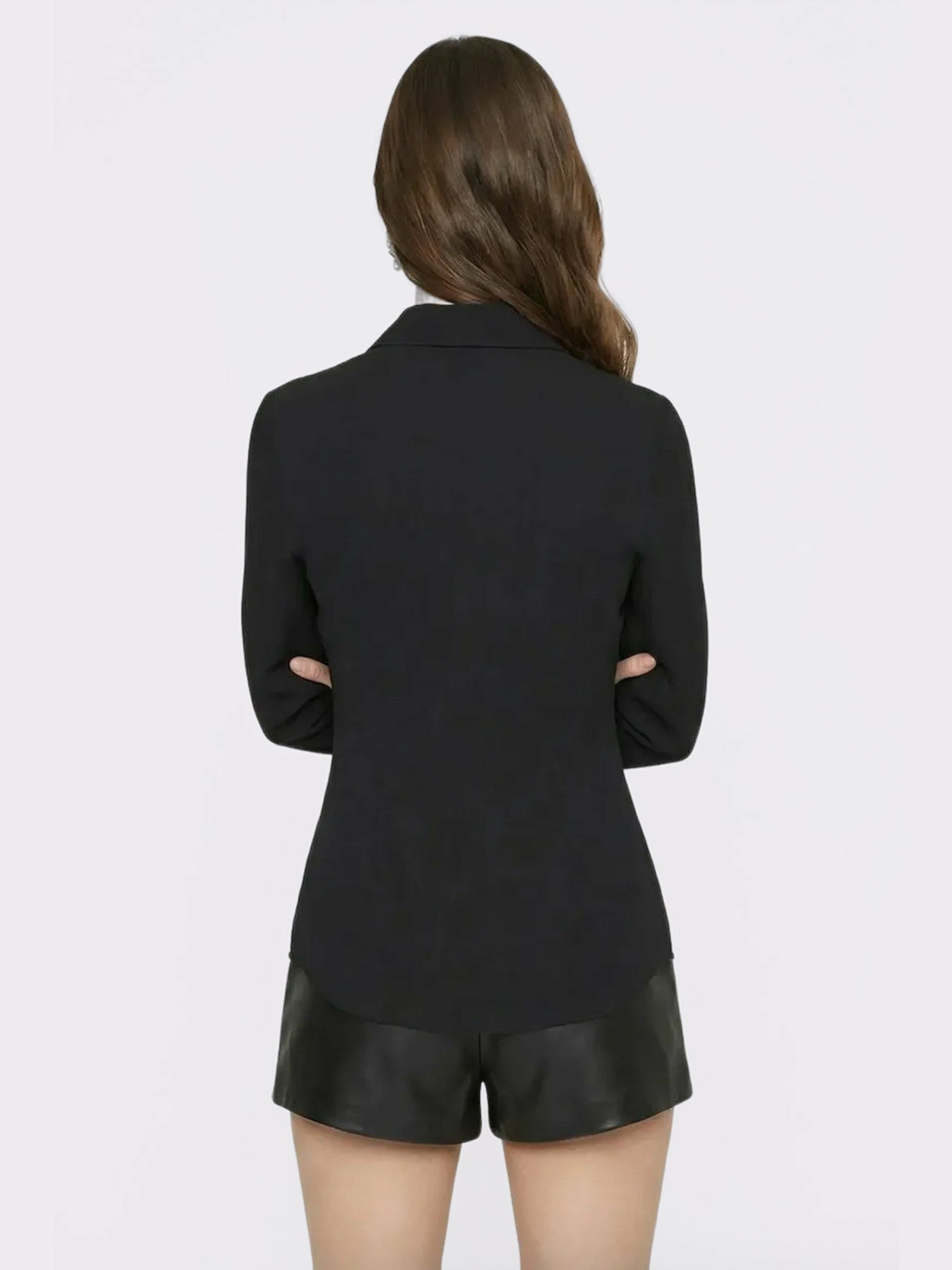 Black Tailored Long Sleeve Button-Down Shirt | Nana Jacqueline