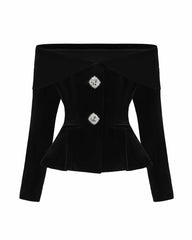 Blaire Velvet Top: Black Velvet Top for Cocktail Party | Nana Jacqueline