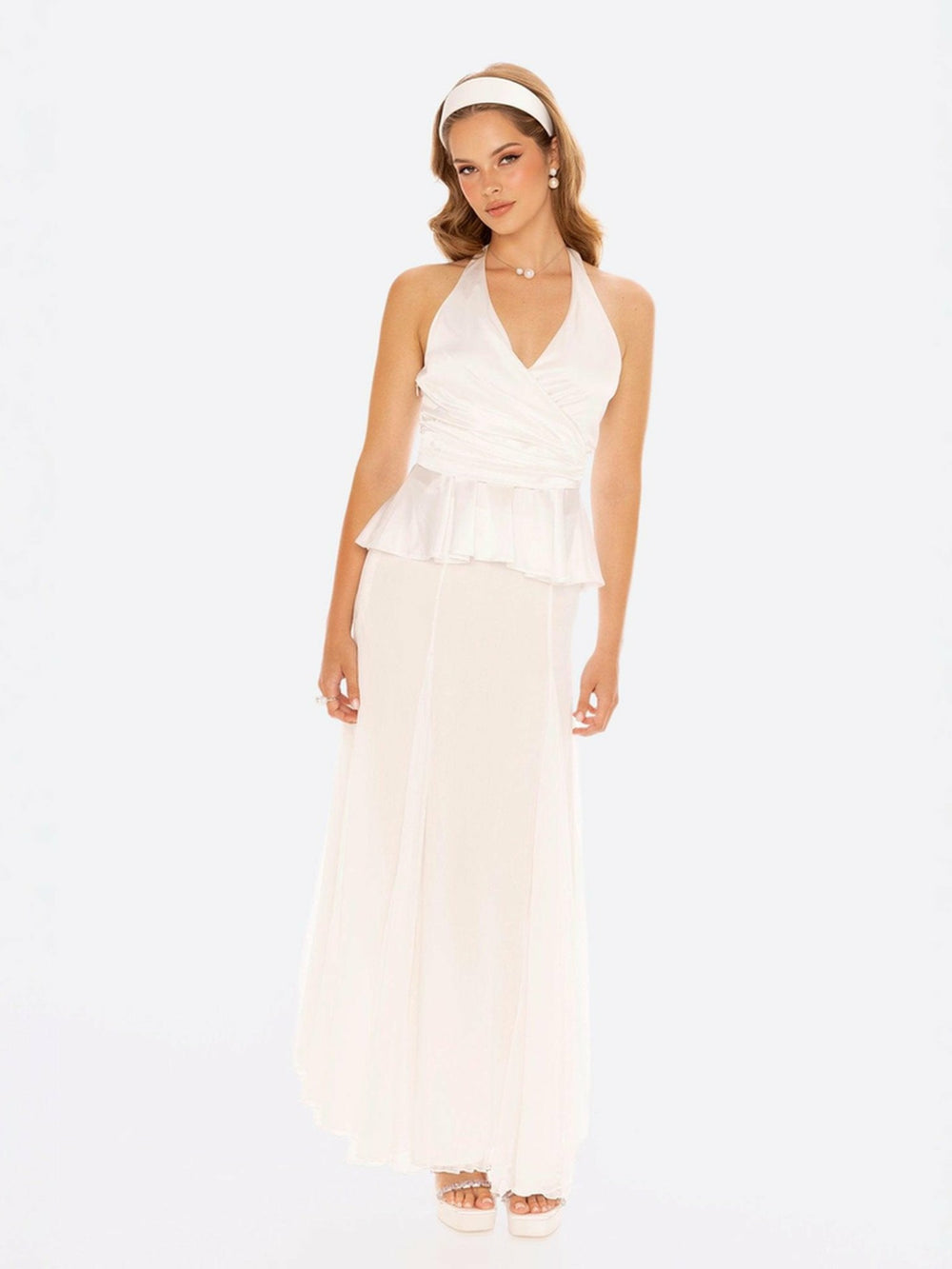 Julisa Top: White Satin Top for Engagement Party | Nana Jacqueline