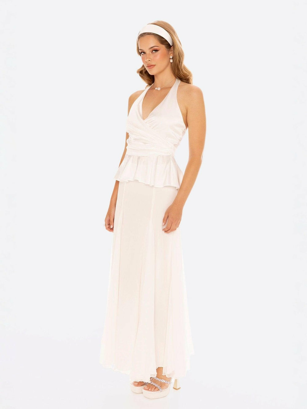Julisa Top: White Satin Top for Engagement Party | Nana Jacqueline