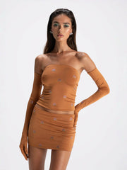 Rosana Embroidered Top: Brown Top for Date Night | Nana Jacqueline