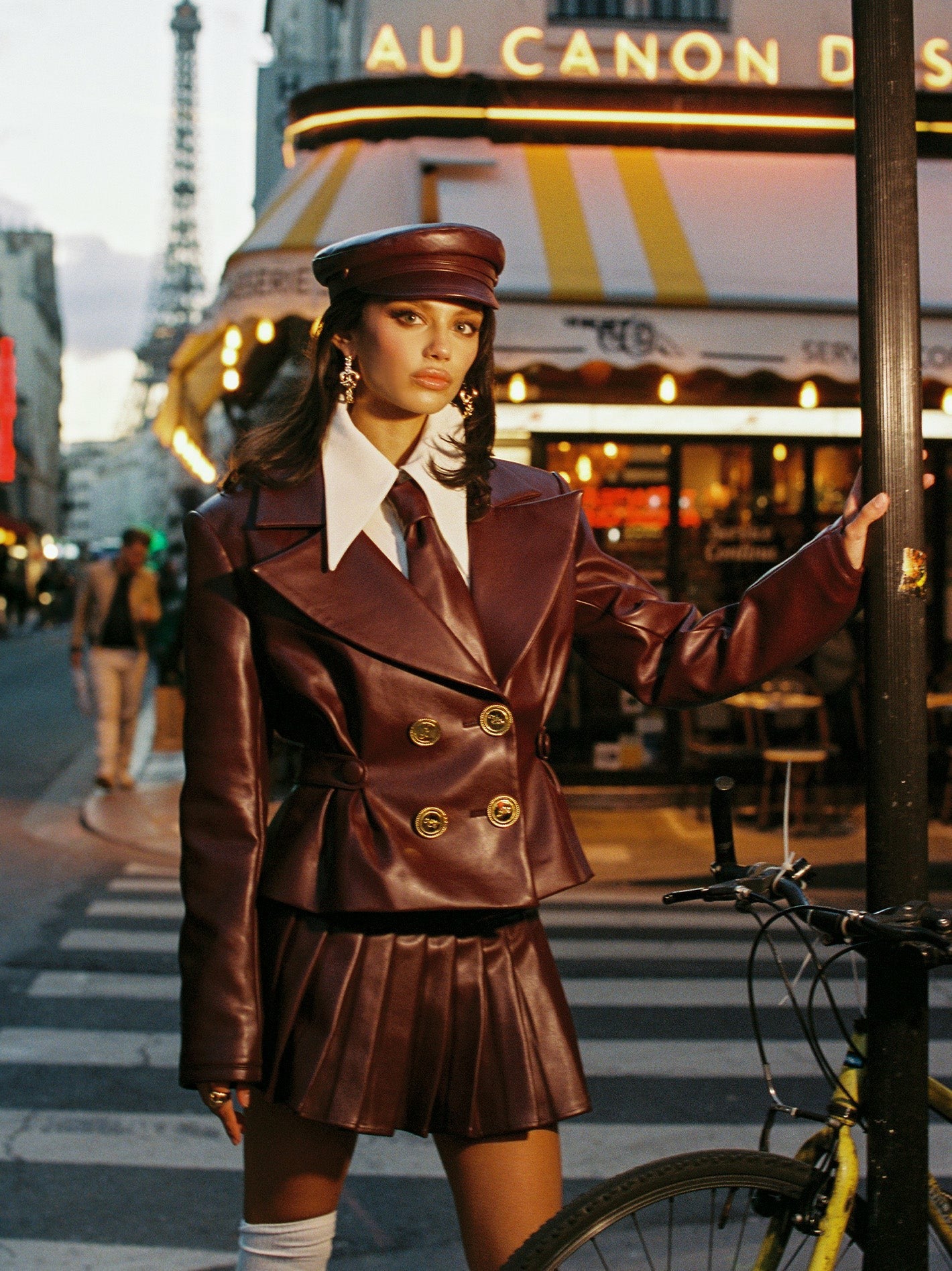 Mirabel Faux Leather Jacket: Brown Jacket for Date Night | Nana Jacqueline
