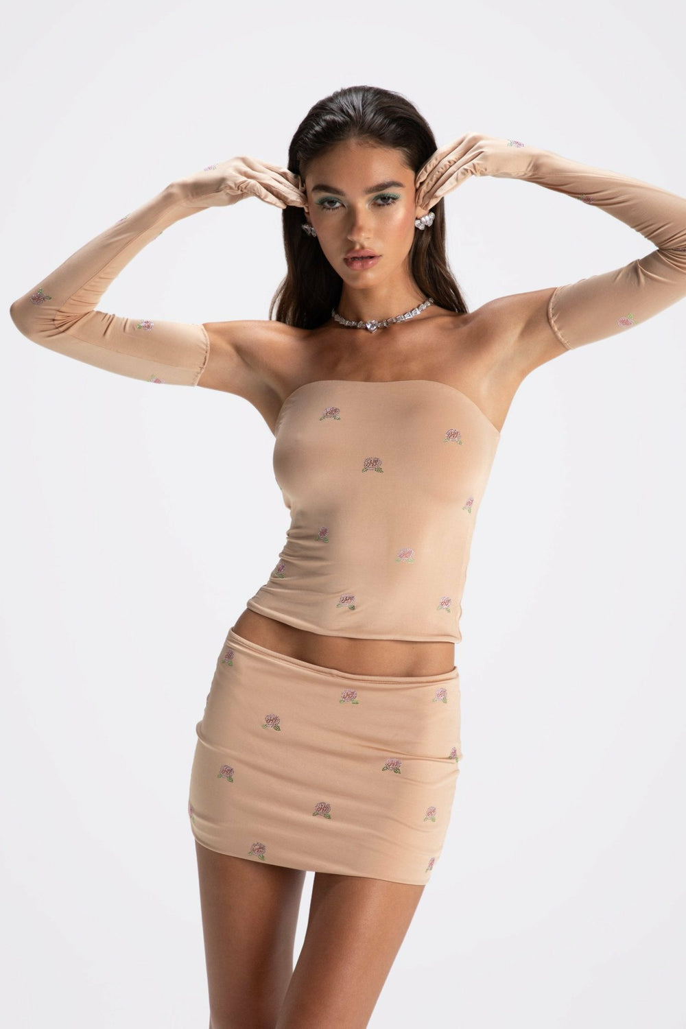 Rosana Embroidered Top: Tan Top for Brunch | Nana Jacqueline