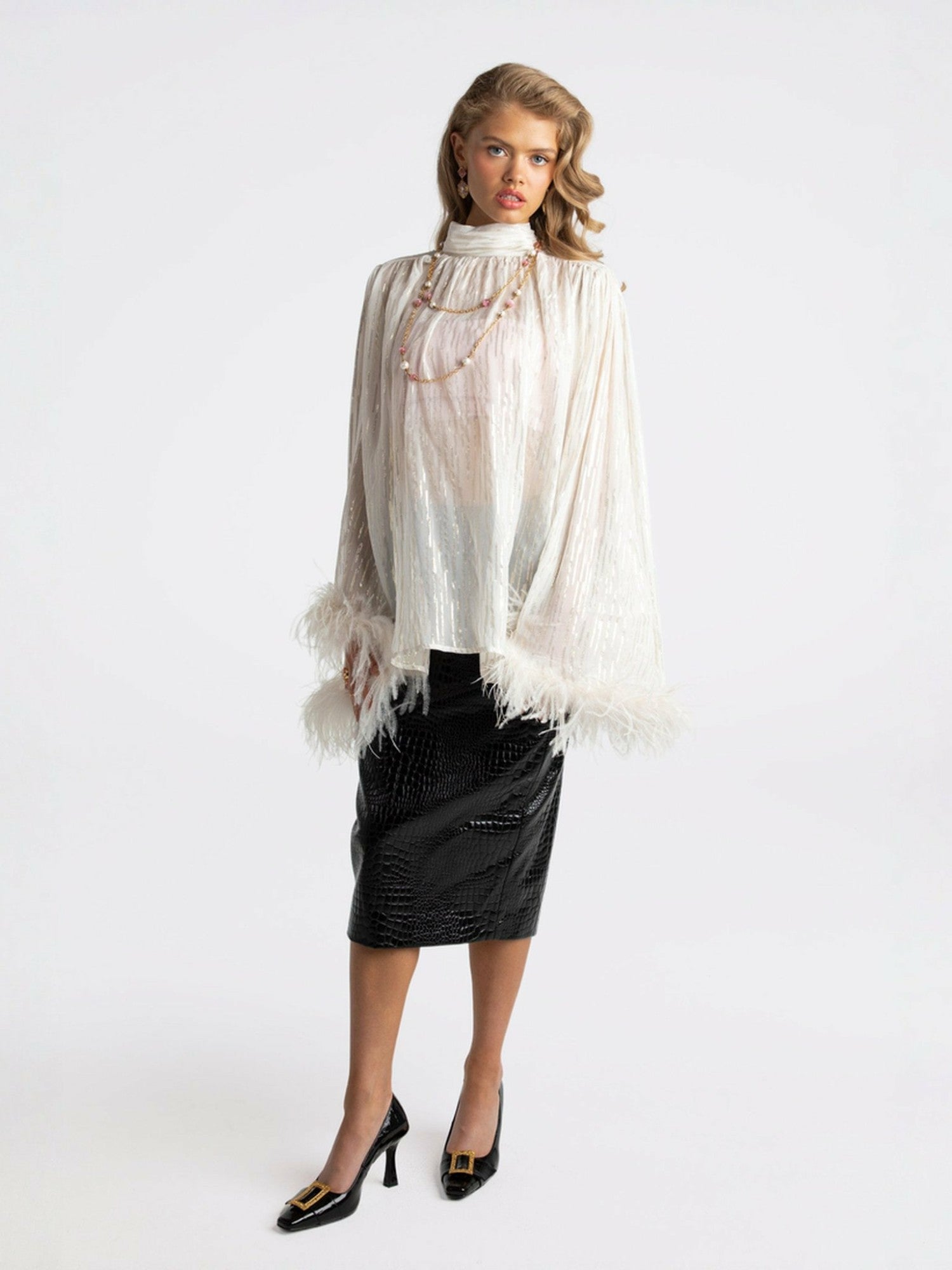 Keira Feather Top: White Top for Bachelorette Party | Nana Jacqueline