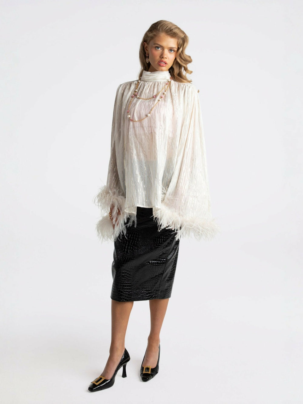 Keira Feather Top: White Top for Bachelorette Party | Nana Jacqueline