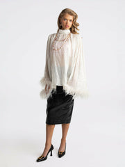 Keira Feather Top: White Top for Bachelorette Party | Nana Jacqueline