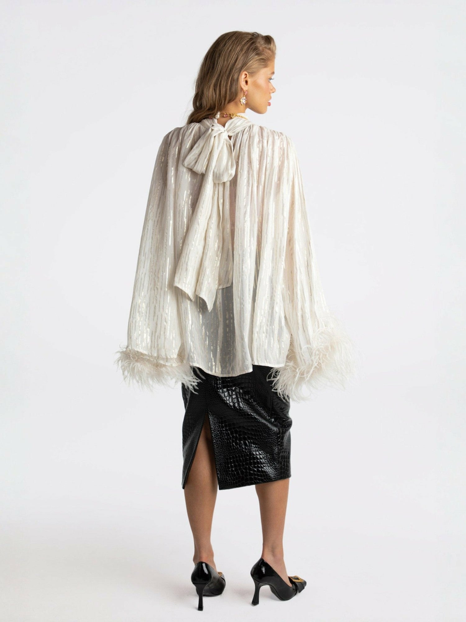 Keira Feather Top: White Top for Bachelorette Party | Nana Jacqueline